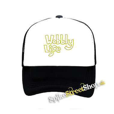 WOBBLY LIFE - Logo Yellow - čiernobiela sieťkovaná šiltovka model "Trucker"