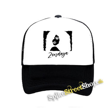 ZENDAYA - Logo & Portrait - čiernobiela sieťkovaná šiltovka model "Trucker"