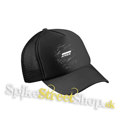 ATEEZ - Logo & Signature - čierna sieťkovaná šiltovka model "Trucker Cap"