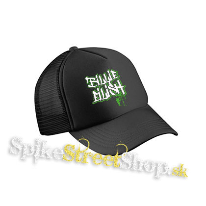 BILLIE EILISH - Painted Graffiti Logo - čierna sieťkovaná šiltovka model "Trucker Cap"
