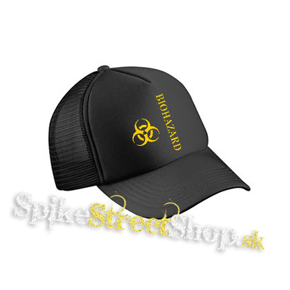 BIOHAZARD - Vertical Yellow Logo Crest - čierna sieťkovaná šiltovka model "Trucker Cap"