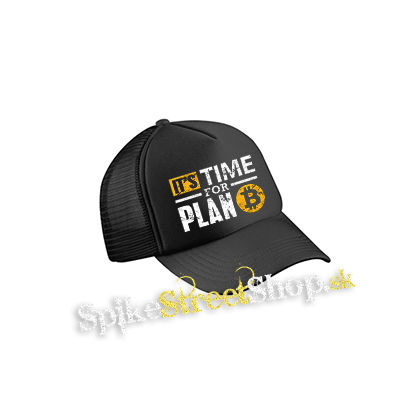 BITCOIN - Its Time For Plan B - čierna sieťkovaná šiltovka model "Trucker Cap"
