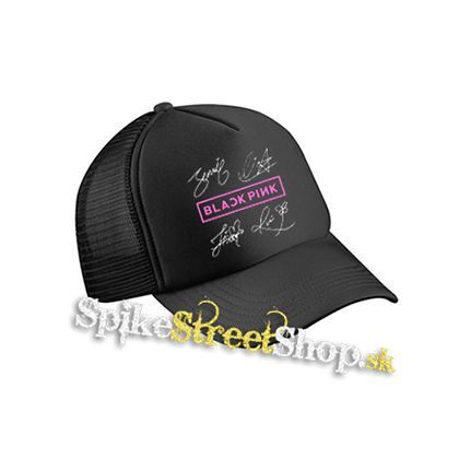 BLACKPINK - Logo & Signature - čierna sieťkovaná šiltovka model "Trucker Cap"