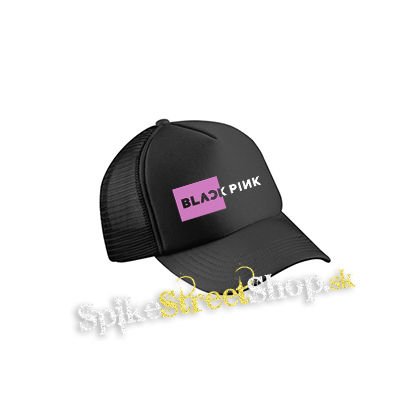 BLACKPINK - Pink Square Crest B&W - čierna sieťkovaná šiltovka model "Trucker Cap"