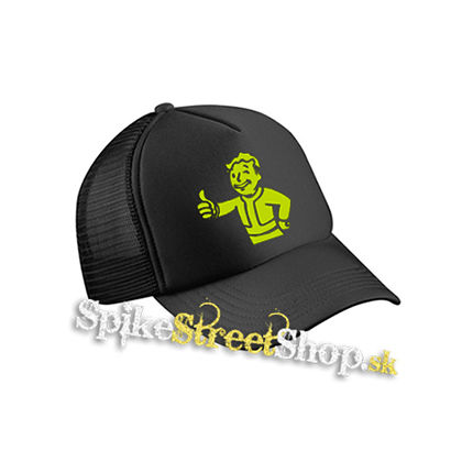 FALLOUT - Vault Boy Green - čierna sieťkovaná šiltovka model "Trucker Cap"