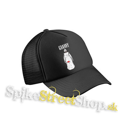 GRANNY HORROR VILLAGE - Logo & Portrait - čierna sieťkovaná šiltovka model "Trucker Cap"