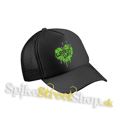 GREEN DAY - Green Heart - čierna sieťkovaná šiltovka model "Trucker Cap"