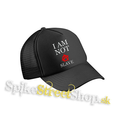 I AM NOT A SLAVE - Červené A - čierna sieťkovaná šiltovka model "Trucker Cap"