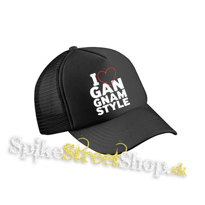 I LOVE GANGNAM STYLE - čierna sieťkovaná šiltovka model "Trucker Cap"
