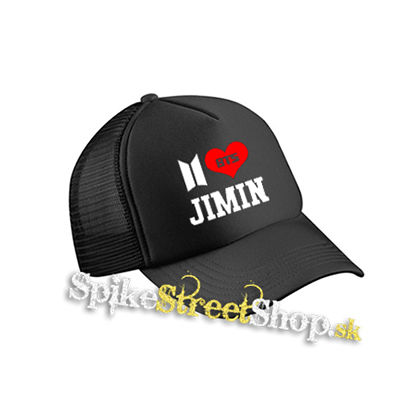 I LOVE JIMIN - Bangtan Boys - čierna sieťkovaná šiltovka model "Trucker Cap"