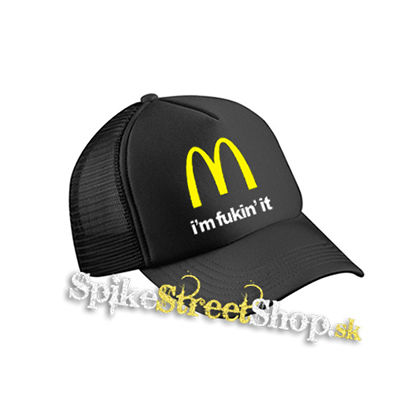 I'M FUCKIN' IT - čierna sieťkovaná šiltovka model "Trucker Cap"