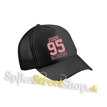 JISOO 95 - BLACKPINK - Pink Number Years - čierna sieťkovaná šiltovka model "Trucker Cap"