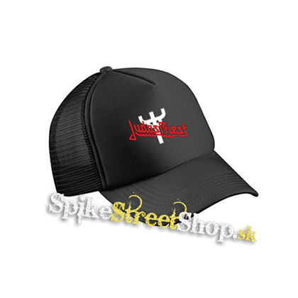 JUDAS PRIEST - Classic Logo Cross Symbol - čierna sieťkovaná šiltovka model "Trucker Cap"