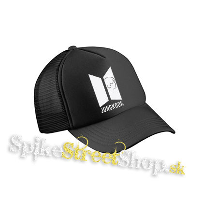 JUNGKOOK - BTS Logo & Portrait - čierna sieťkovaná šiltovka model "Trucker Cap"