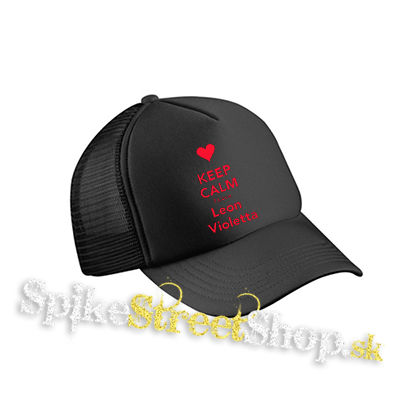 KEEP CALM I LOVE LEON VIOLETTA - čierna sieťkovaná šiltovka model "Trucker Cap"