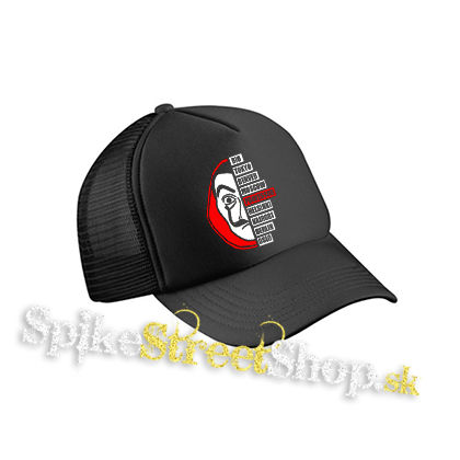 LA CASA DE PAPEL - Professor - čierna sieťkovaná šiltovka model "Trucker Cap"