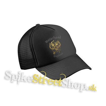 MOTORHEAD - Silver Gold England - čierna sieťkovaná šiltovka model "Trucker Cap"