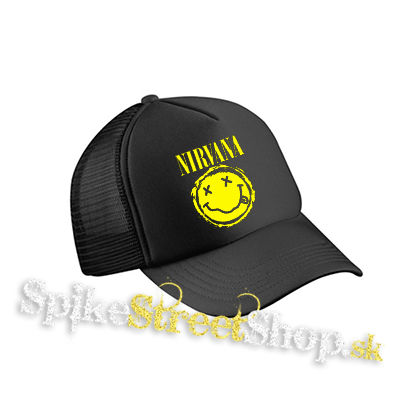 NIRVANA - Grunge Smile - čierna sieťkovaná šiltovka model "Trucker Cap"