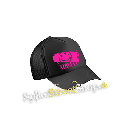 NIRVANA - Pink - čierna sieťkovaná šiltovka model "Trucker Cap"