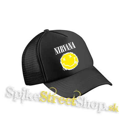 NIRVANA - Yellow Black Smile - čierna sieťkovaná šiltovka model "Trucker Cap"