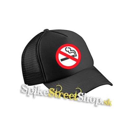 NO SMOKING - čierna sieťkovaná šiltovka model "Trucker Cap"