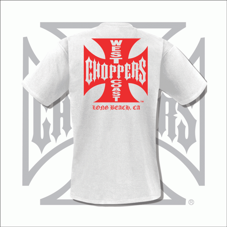WEST COAST CHOPPERS - Iron Red Cross White - Red Logo - tričko pánske