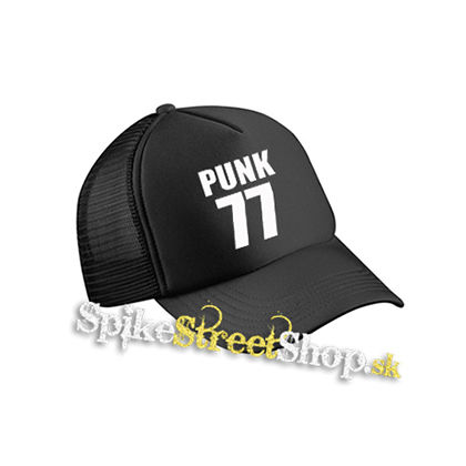 PUNK 77 - Slogan - čierna sieťkovaná šiltovka model "Trucker Cap"