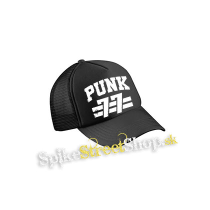 PUNK 77 - Slogan motív 2 - čierna sieťkovaná šiltovka model "Trucker Cap"