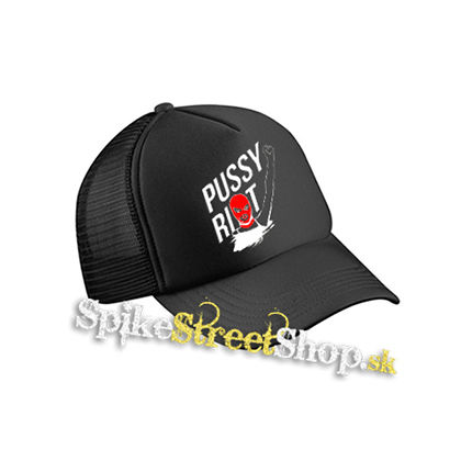 PUSSY RIOT - čierna sieťkovaná šiltovka model "Trucker Cap"
