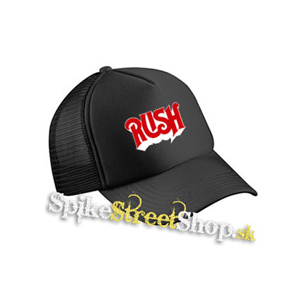 RUSH - Logo Red - čierna sieťkovaná šiltovka model "Trucker Cap"