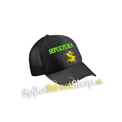 SEPULTURA - Brasil Yellow Logo - čierna sieťkovaná šiltovka model "Trucker Cap"