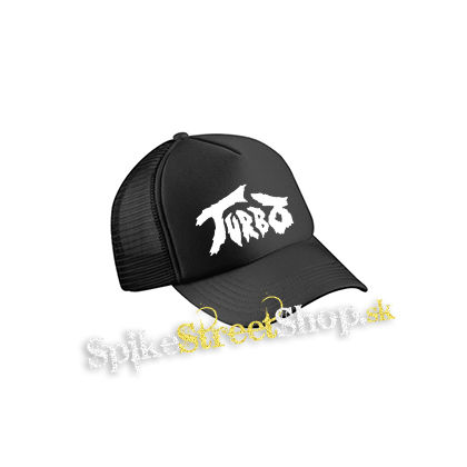TURBO - Logo White - čierna sieťkovaná šiltovka model "Trucker Cap"
