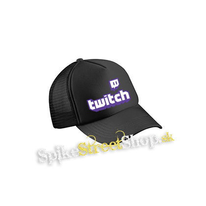 TWITCH - Purple Logo Sign - čierna sieťkovaná šiltovka model "Trucker Cap"