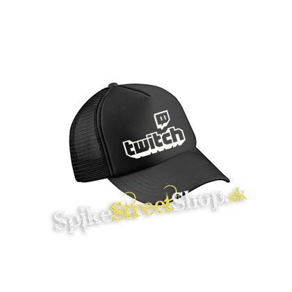 TWITCH - White Logo Sign - čierna sieťkovaná šiltovka model "Trucker Cap"