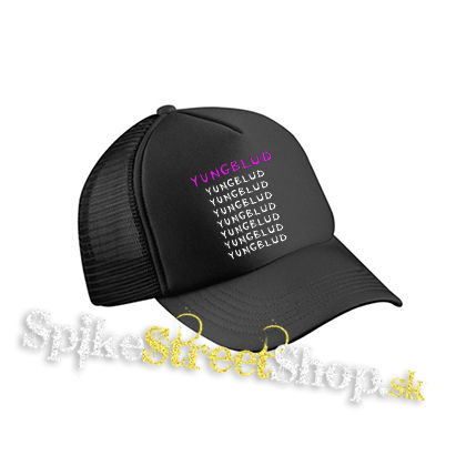 YUNGBLUD - Multilogos - čierna sieťkovaná šiltovka model "Trucker Cap"