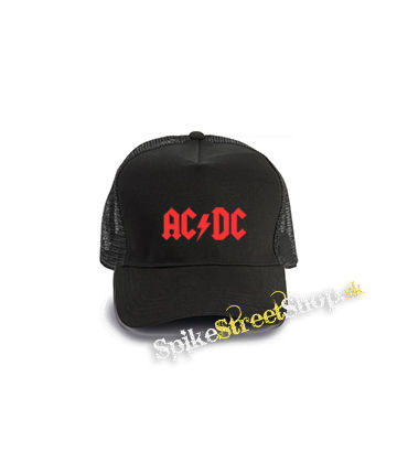 ACDC - Red Logo - čierna bavlnená sieťkovaná šiltovka model "Trucker Cap"