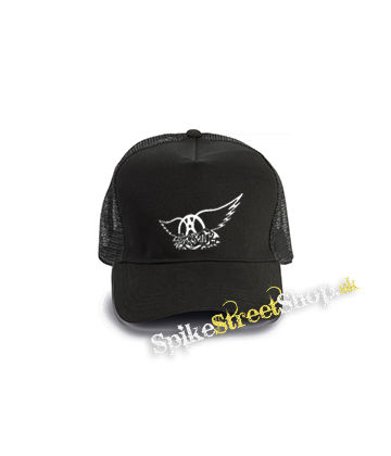 AEROSMITH - Logo Motive 2 - čierna bavlnená sieťkovaná šiltovka model "Trucker Cap"