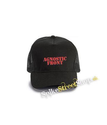 AGNOSTIC FRONT - Logo Red - čierna bavlnená sieťkovaná šiltovka model "Trucker Cap"