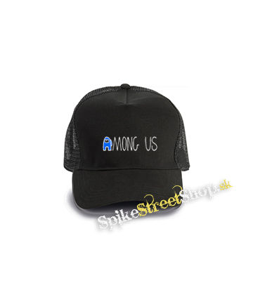 AMONG US - Blue White Logo - čierna bavlnená sieťkovaná šiltovka model "Trucker Cap"