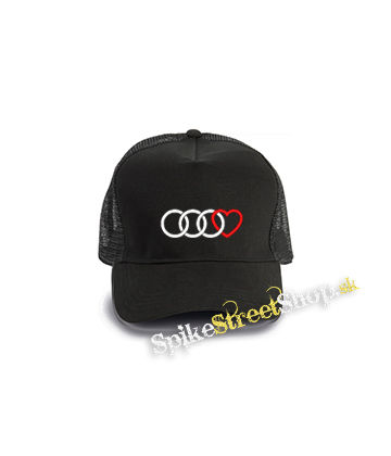 AUDI - Love - čierna bavlnená sieťkovaná šiltovka model "Trucker Cap"