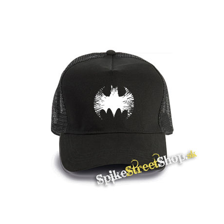BATMAN - Cracked Emblem - čierna bavlnená sieťkovaná šiltovka model "Trucker Cap"