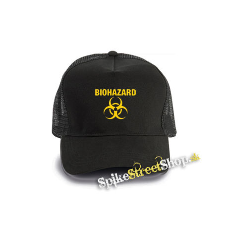 BIOHAZARD - Yellow Logo Crest - čierna bavlnená sieťkovaná šiltovka model "Trucker Cap"