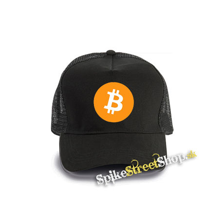 BITCOIN - Crest - čierna bavlnená sieťkovaná šiltovka model "Trucker Cap"