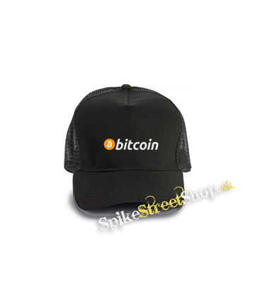 BITCOIN - Logo - čierna bavlnená sieťkovaná šiltovka model "Trucker Cap"