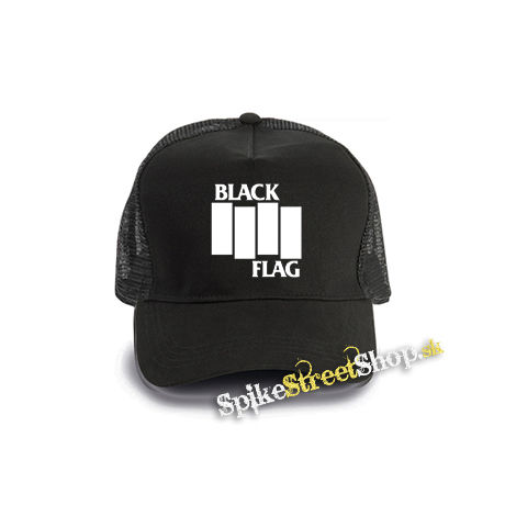 BLACK FLAG - Logo Crest - čierna bavlnená sieťkovaná šiltovka model "Trucker Cap"
