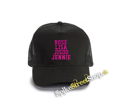 BLACKPINK - Names - čierna bavlnená sieťkovaná šiltovka model "Trucker Cap"