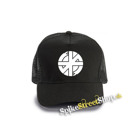 CRASS - Symbol Crest - čierna bavlnená sieťkovaná šiltovka model "Trucker Cap"