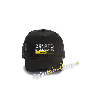 CRYPTOMILIONAIRE - Loading - čierna bavlnená sieťkovaná šiltovka model "Trucker Cap"