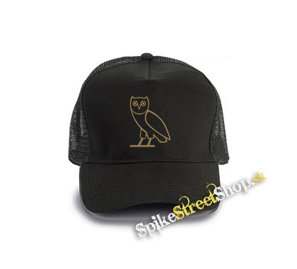 DRAKE - OWL SYMBOL - čierna bavlnená sieťkovaná šiltovka model "Trucker Cap"