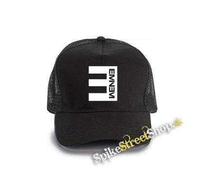 EMINEM - Logo Crest CIERNE - čierna bavlnená sieťkovaná šiltovka model "Trucker Cap"